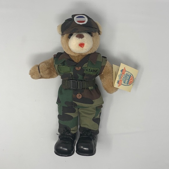 COLLECTIBLE 10'' Mini US Army Female Teddy Bear in Camo Uniform Item No. 1-1875B - Picture 1 of 11